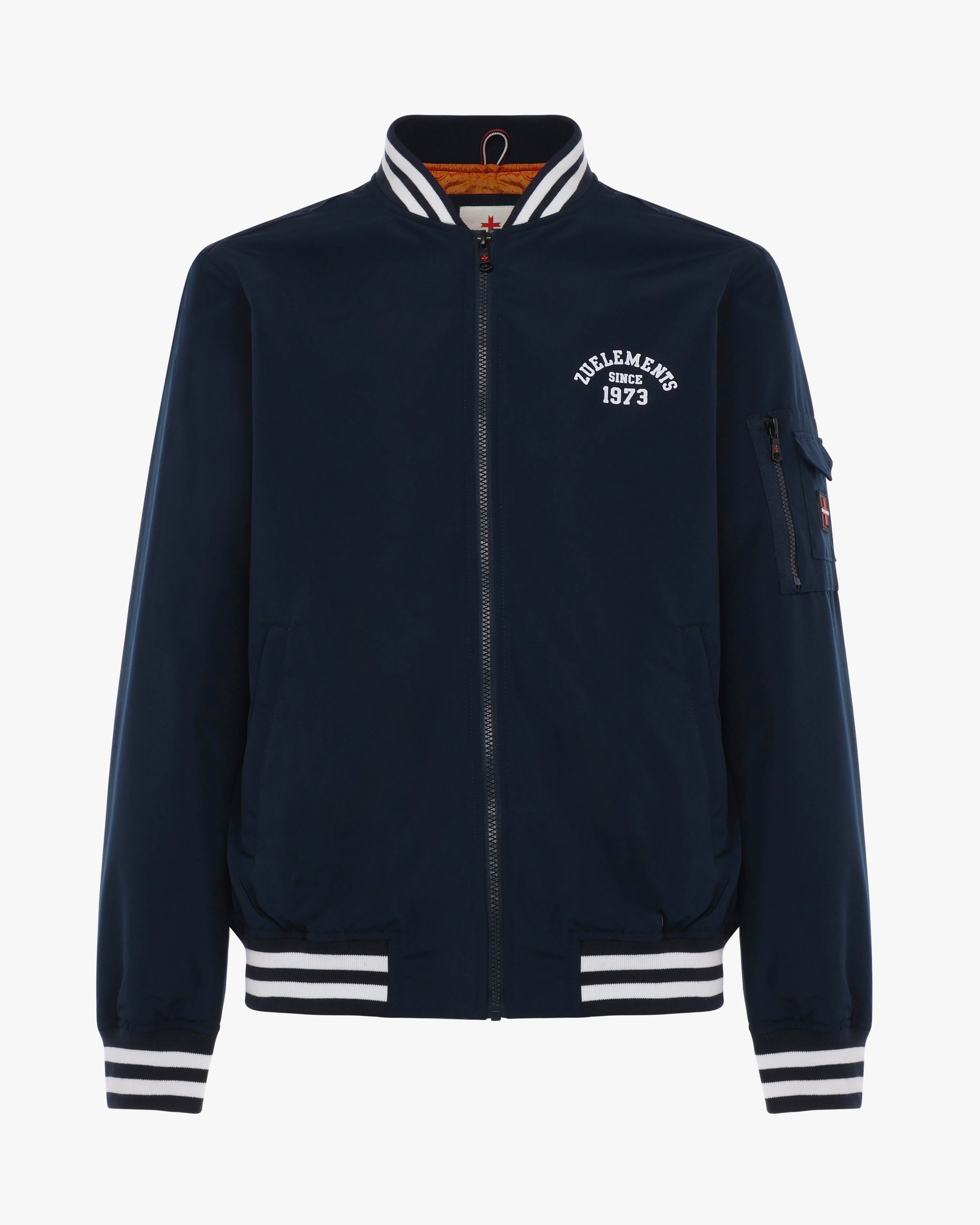 Varsity bomber jacket with ribbed cuffs and bottom 
