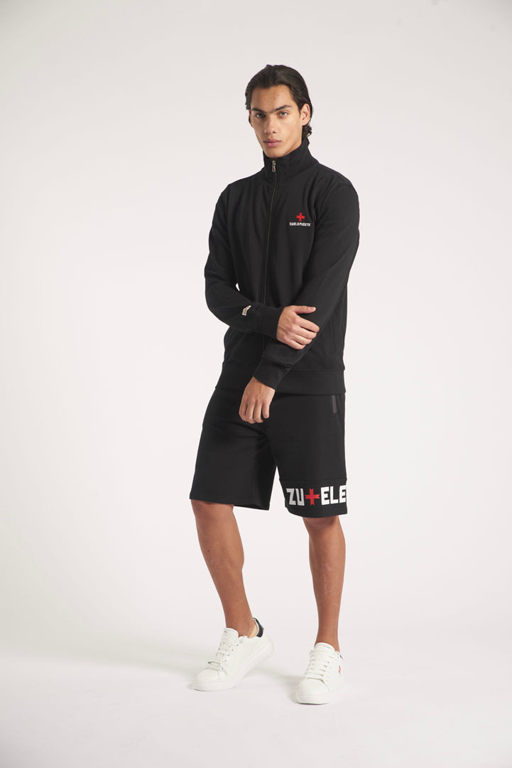 Zip sweatshirt with friso pockets on the front and logo
