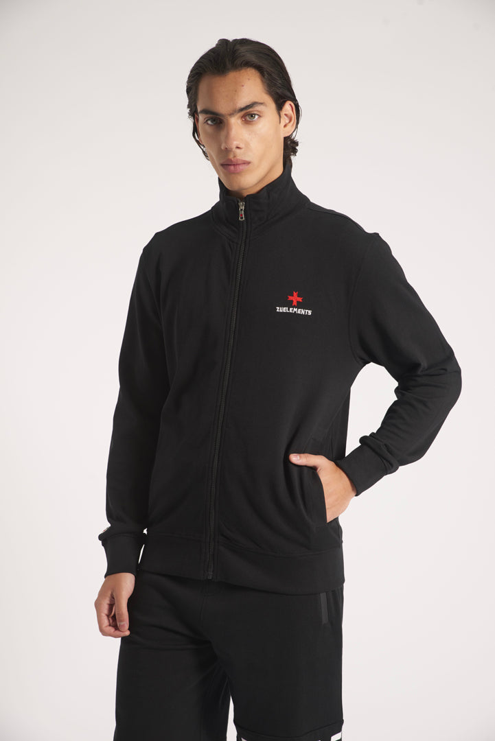 Zip sweatshirt with friso pockets on the front and logo