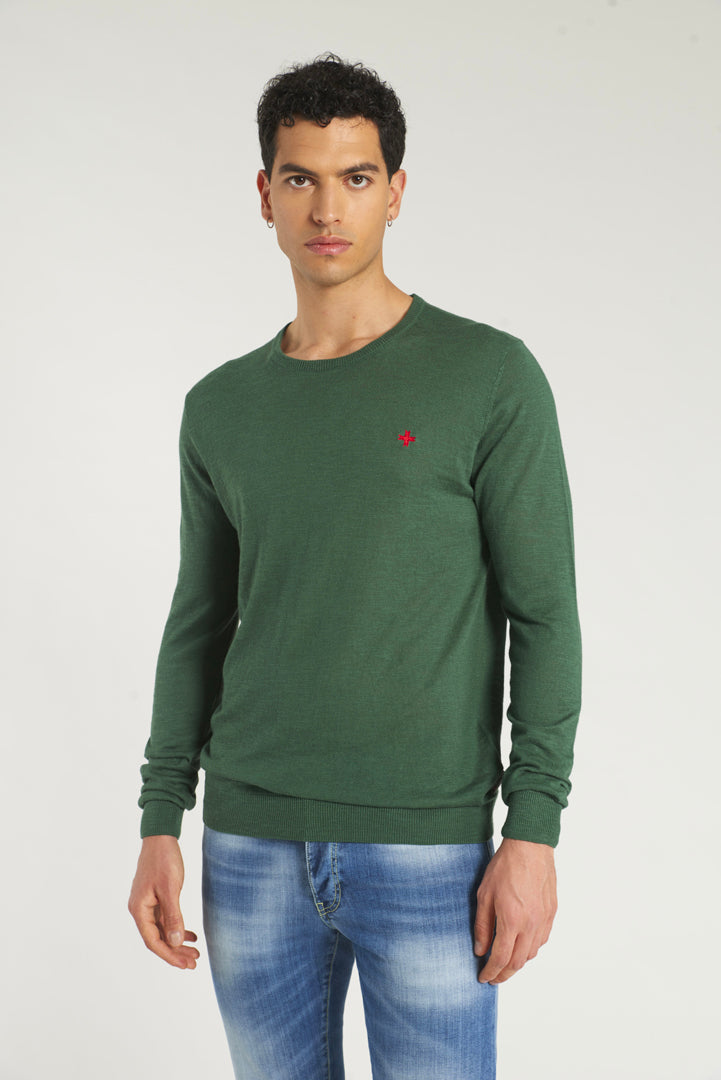 Crew-neck sweater with embroidered logo 