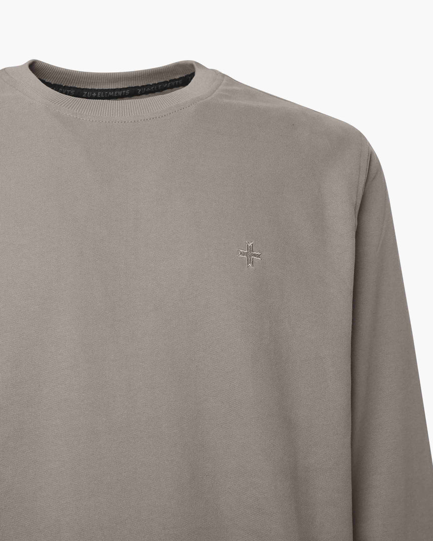 Crewneck sweatshirt with micrologo in tone