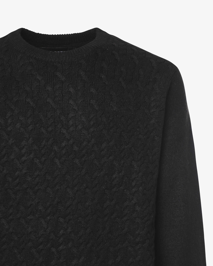 Crewneck sweater with "braids" pattern