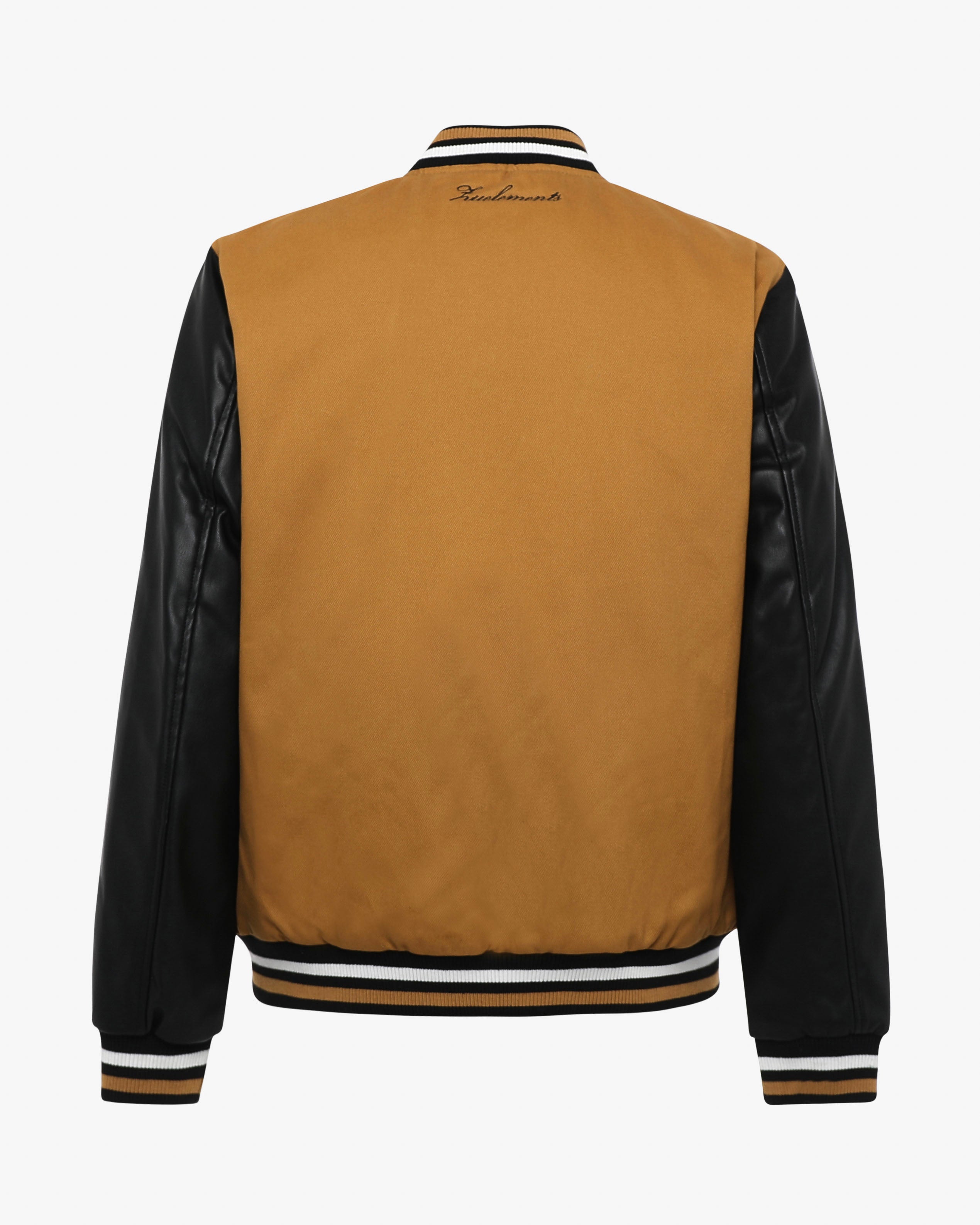 Varsity jacket in two materials with zip and patch