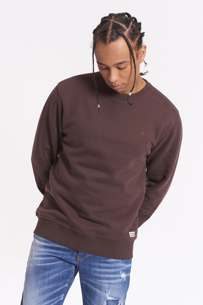 Crewneck sweatshirt with micrologo in tone