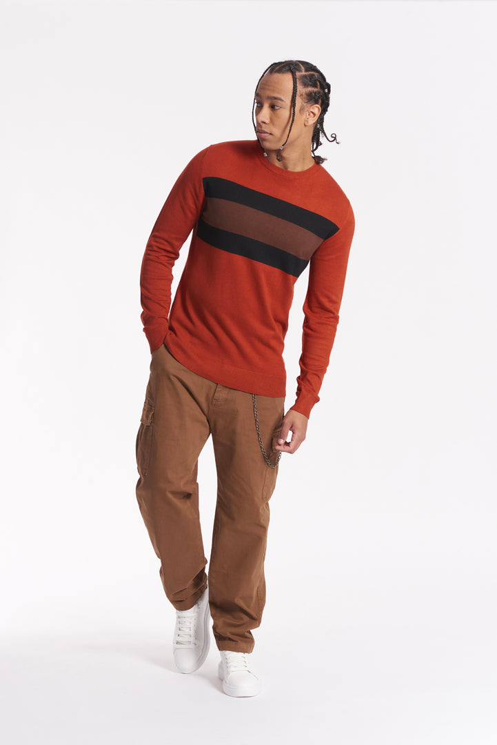 Viscose striped crewneck sweater