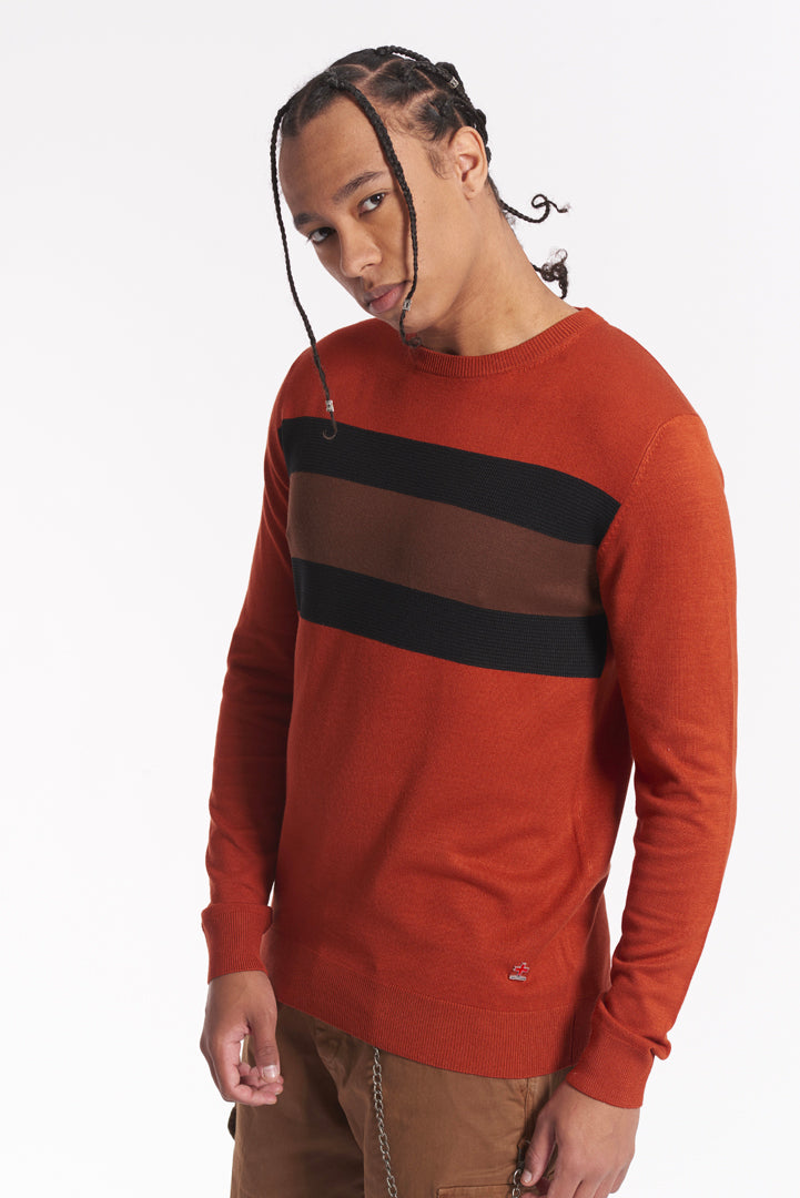 Viscose striped crewneck sweater